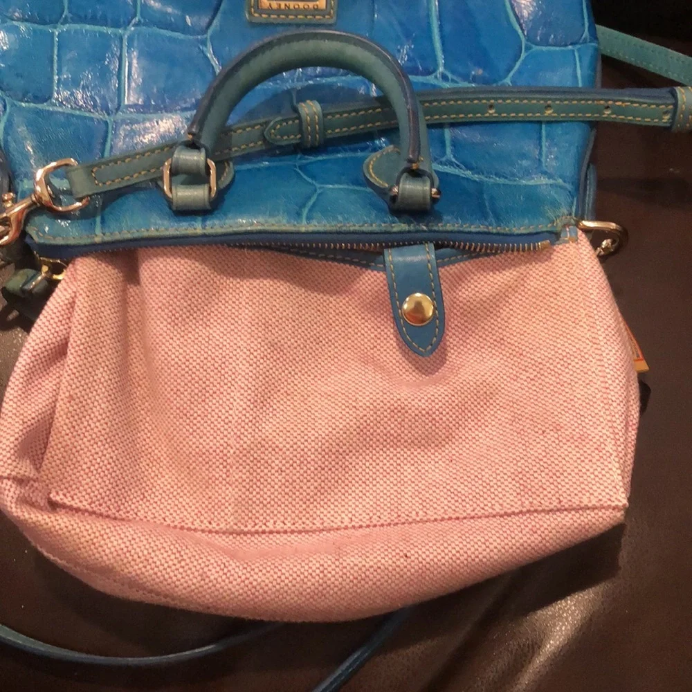 DOONEY BOURKE Electric Blue Croc Embossed Leather Top Handle Crossbody Bag